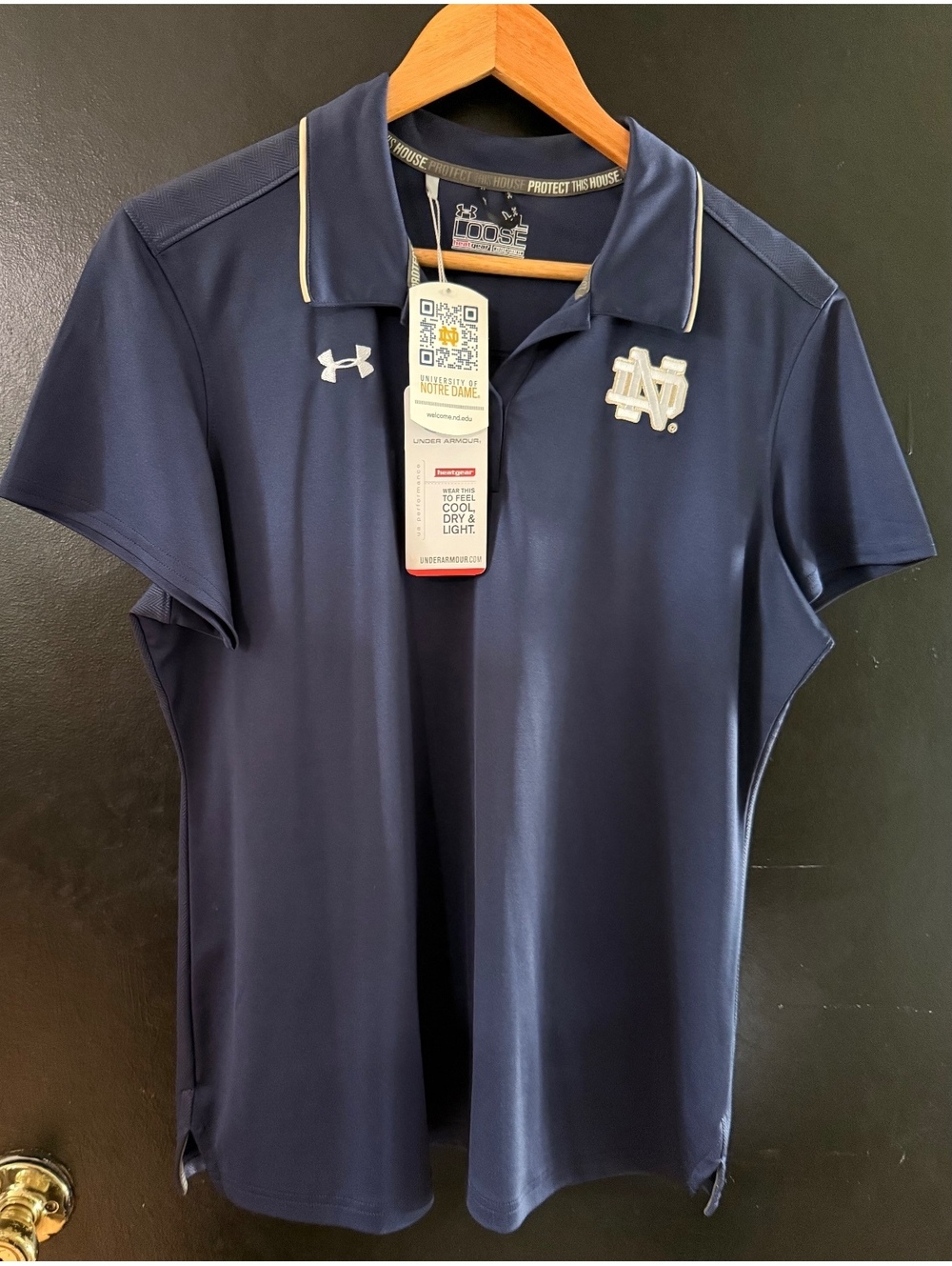 NWT Under Armour Notre Dame Fighting Irish HeatGear Polo women XL